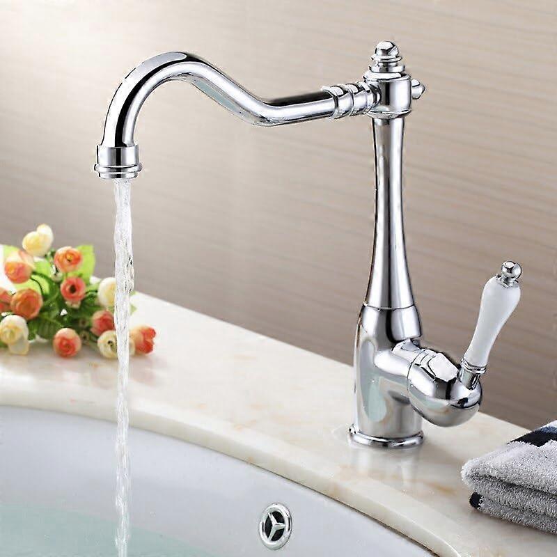 Black Solid Brass Bathroom Faucet Single Handle Basin Mixer Tap 360° Swivel Lead Water Saving