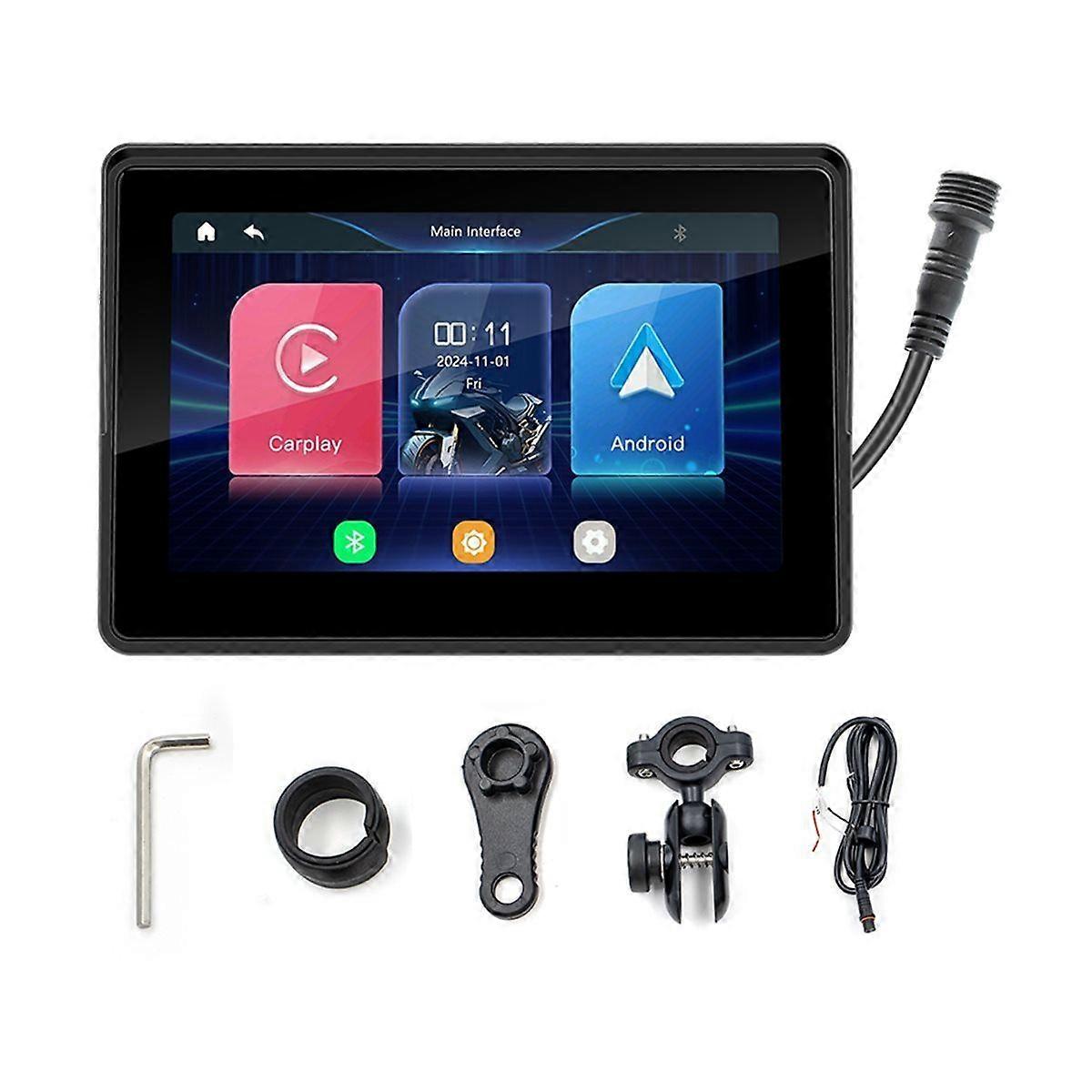 Motorcycle 5 Inch Navigation Screen Bluetooth Portable Waterproof Screen Wireless Carplay Android Au