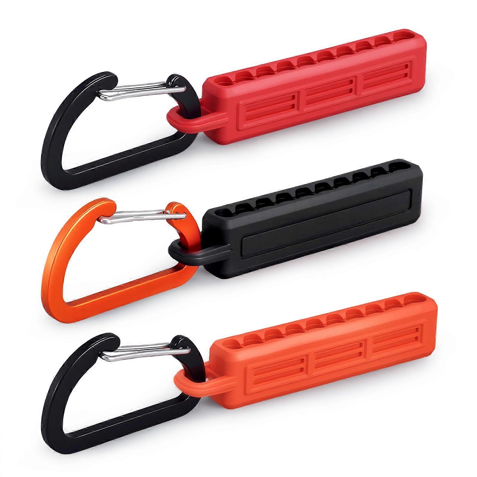 1/4 Inch Screwdriver Bit Holder Keychain, 30 Bit Rubber Hex Organizer with Carabiner, ColorCoded