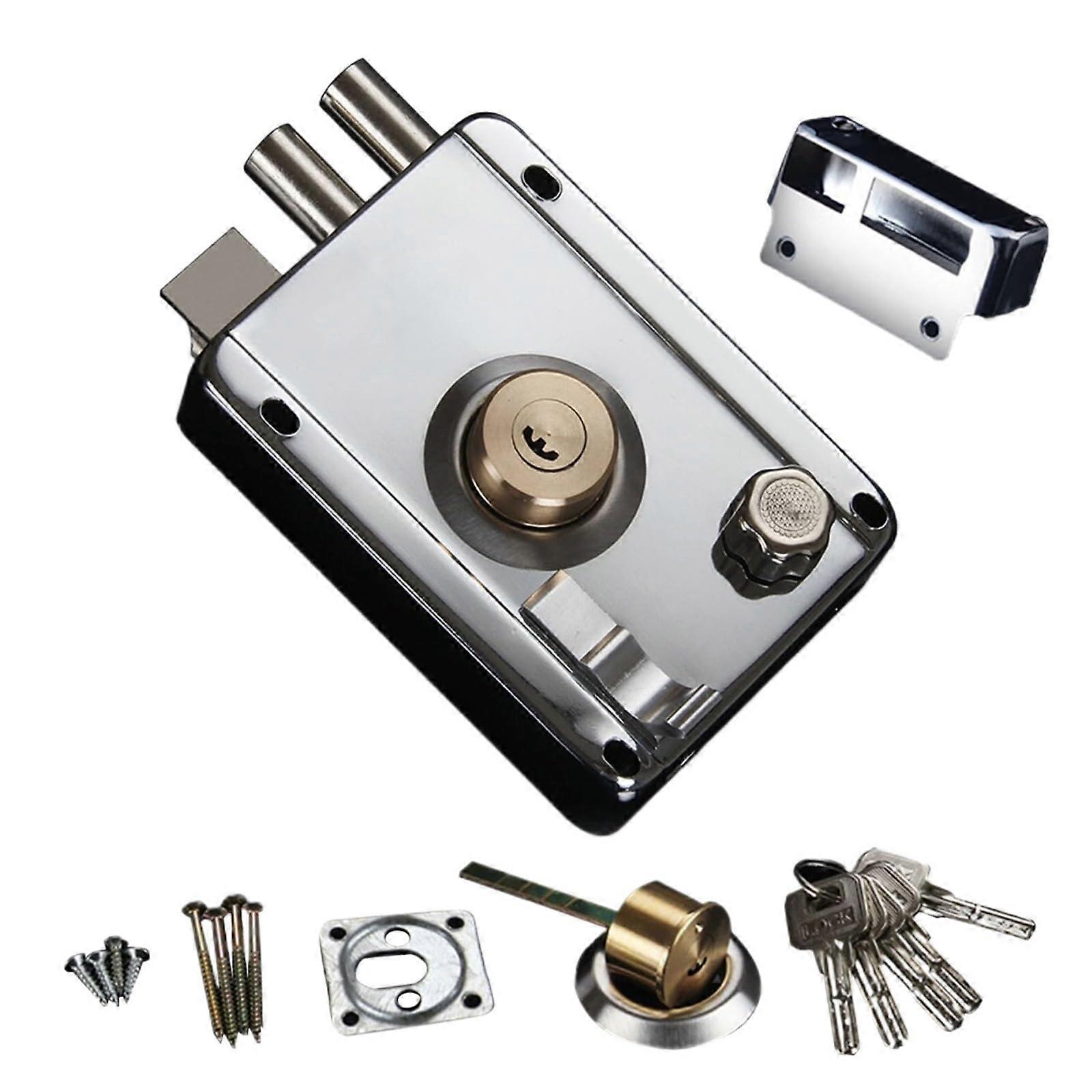 Stainless Steel Exterior Gate Lock with 5 Keys Heavy Duty Security Anti Theft Outdoor Door Lock