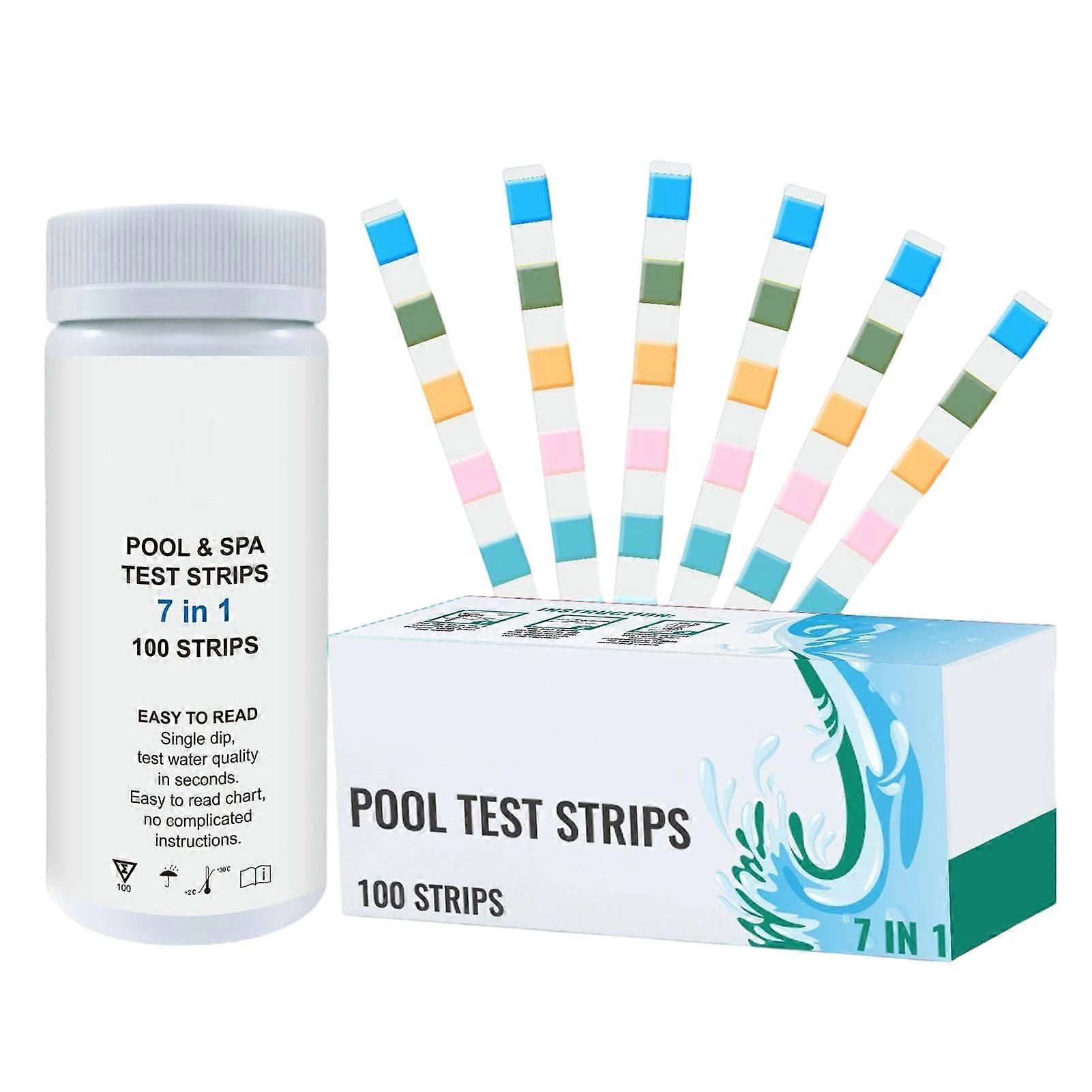 100 Pack Pool and Spa Test Strips pH and Chlorine Water Testing Kit for Easy Pool Maintenance