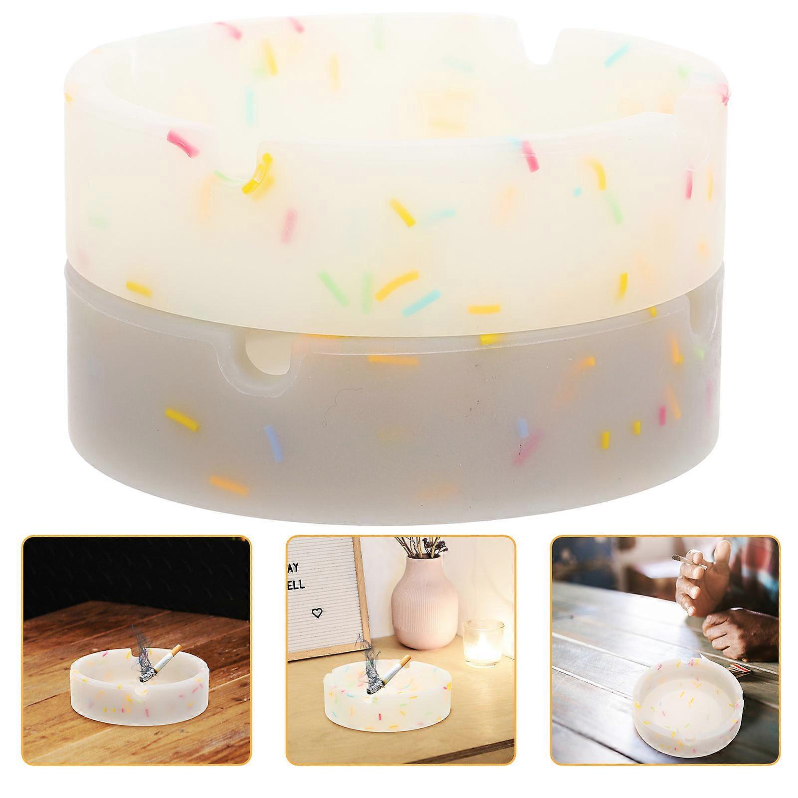 Round Silicone Ashtray Night Glow for Storage Use 2Pcs Soot Holder