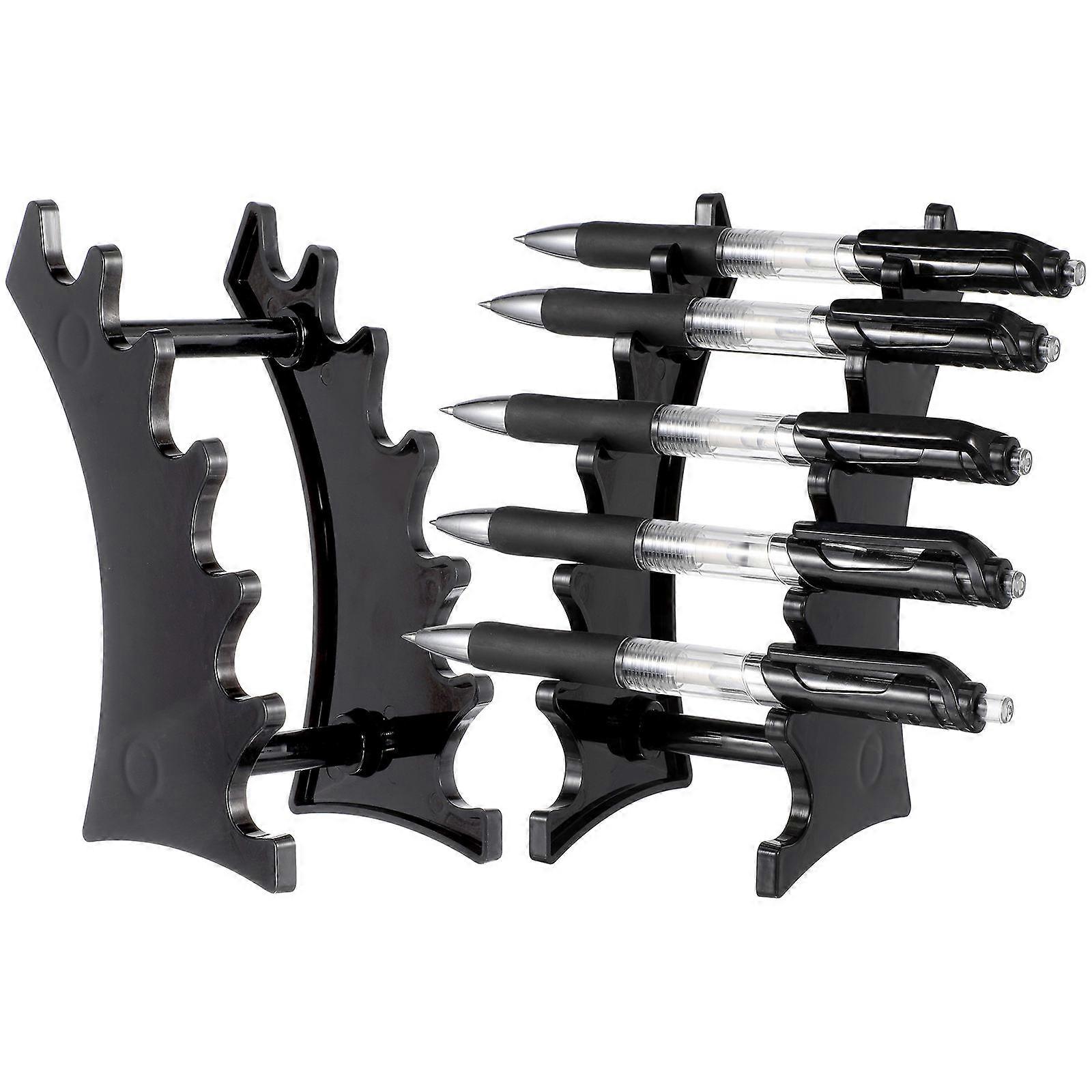 Multi-Grid Pen Holder Cup for Storage Pens 2Pcs Black Desktop Organizer