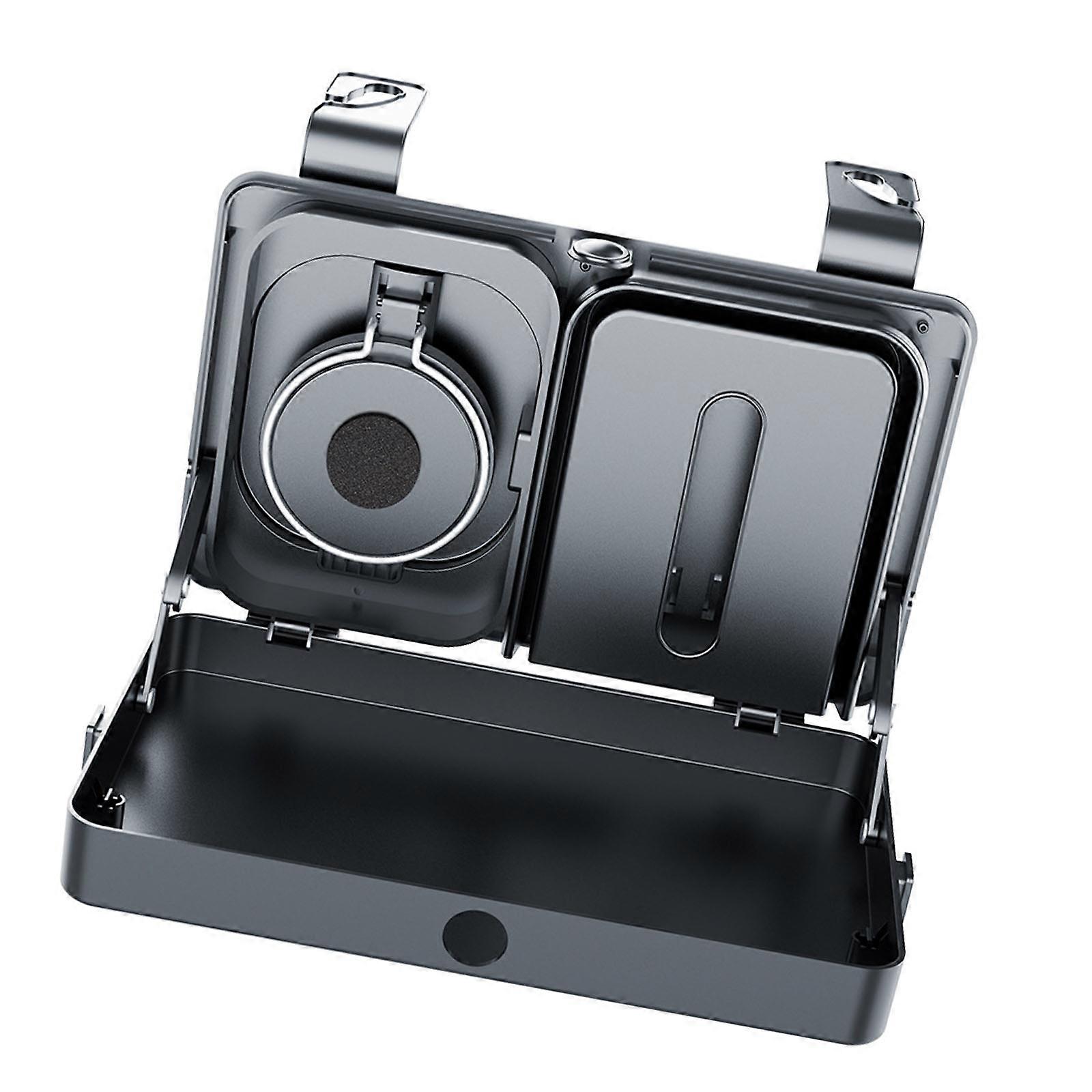 Easy Install Headrest Car Tray Locking Clamps Featuring Cup Holders Tissue Box Trash Bin For Clean Snacking Multicolor