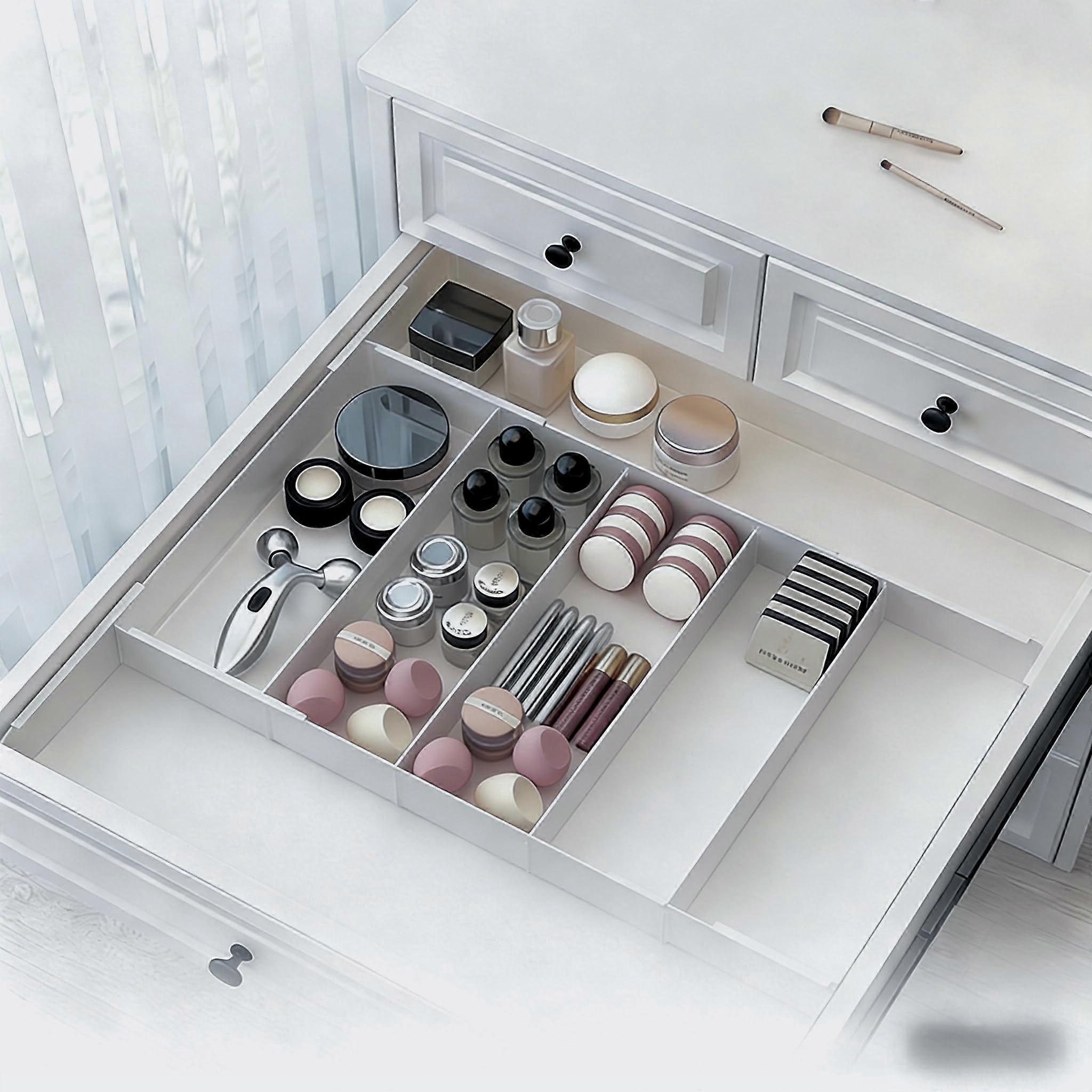 Adjustable Telescoping Drawer Organizer with 3 Compartments for Kitchen, Bathroom and Desk Storage