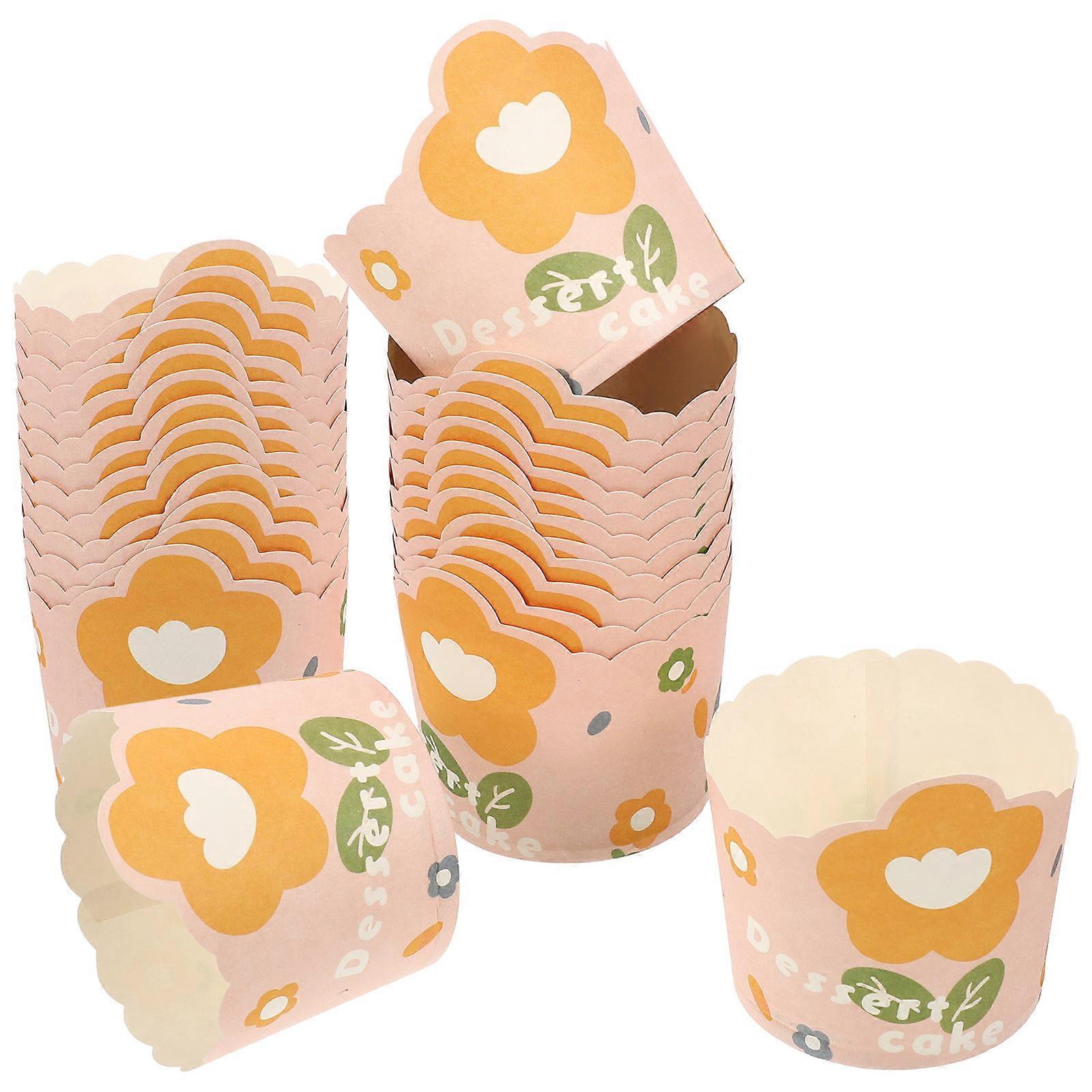 Cupcake Wrappers Paper Cupcake Liners for Baking 50Pcs Flower Pattern Cups