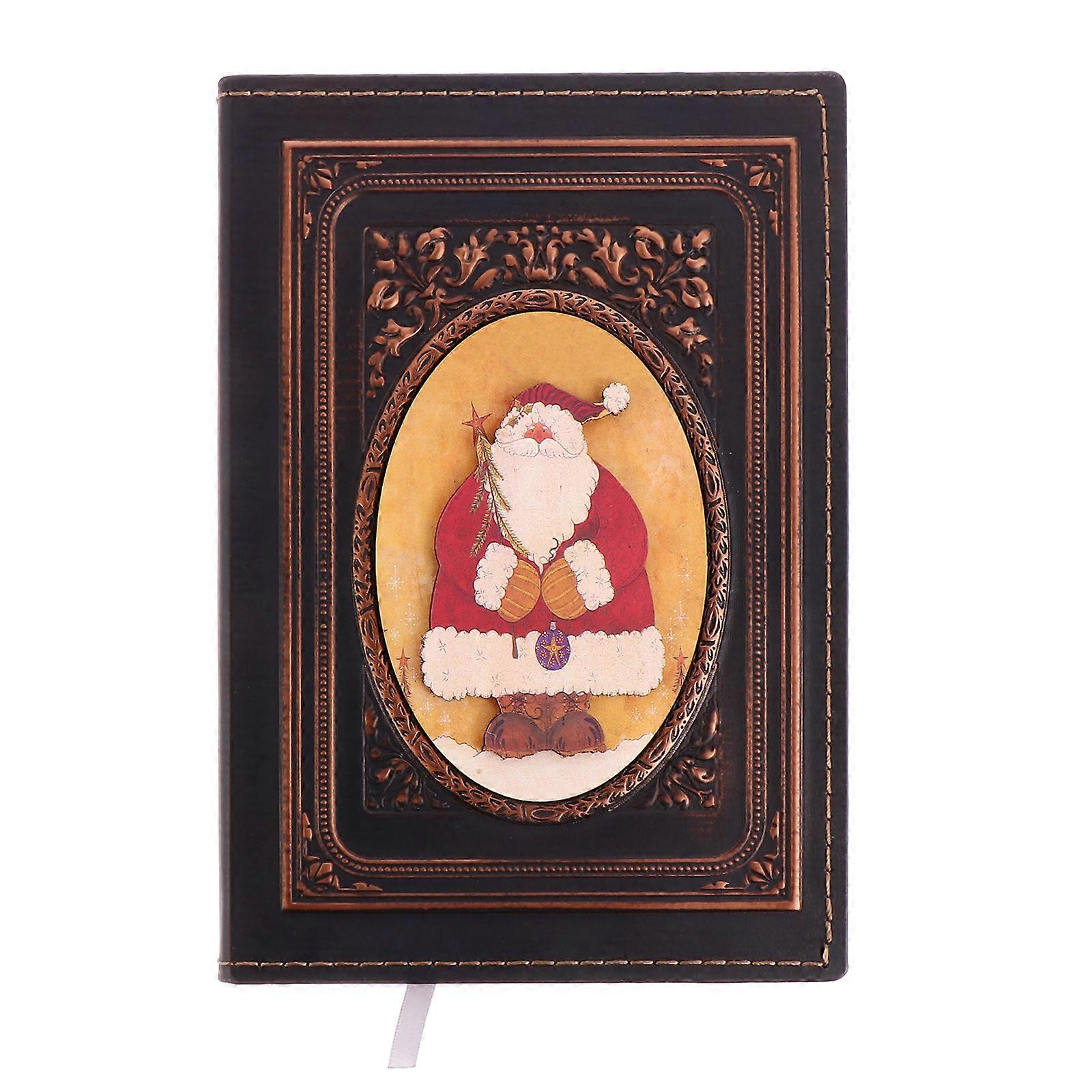 Christmas Hardcover Notebook for Noting 2Pcs Embossed Santa Design