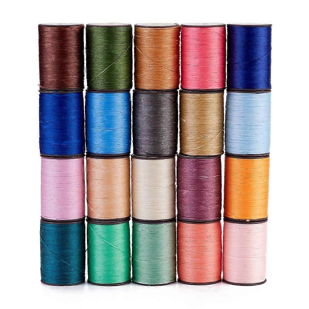 Flat Waxed Polyester Thread String Micro Macrame Cord for Leather Sewing Stitching Mixed color 0.8~0.9x0.3mm about 109.36 Yards(100m)/Roll