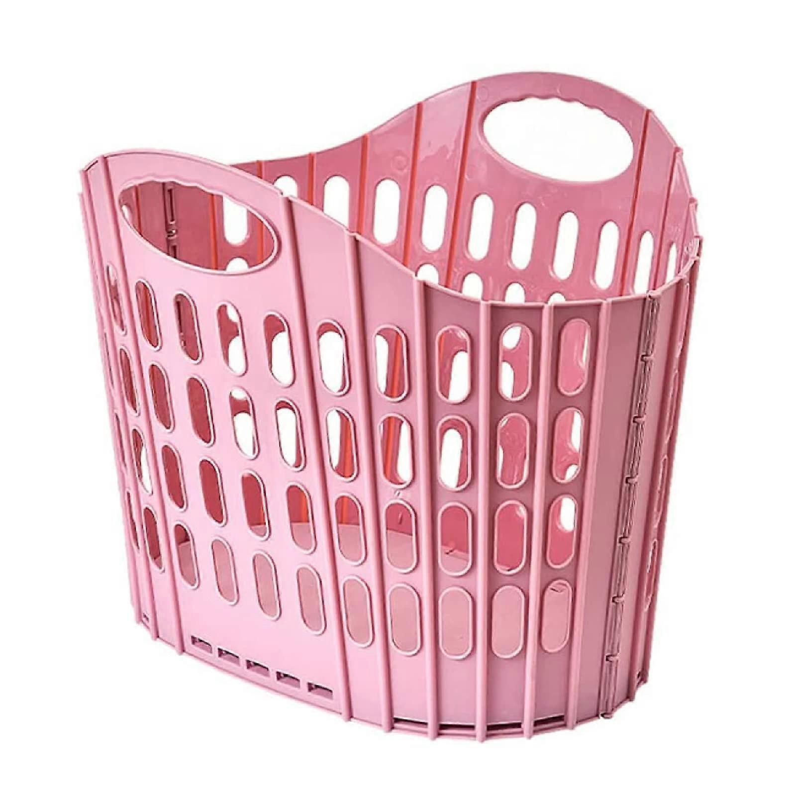 Foldable Laundry Basket and Hamper, Wall Mounted SpaceSaving Organizer for Clothes, Pink