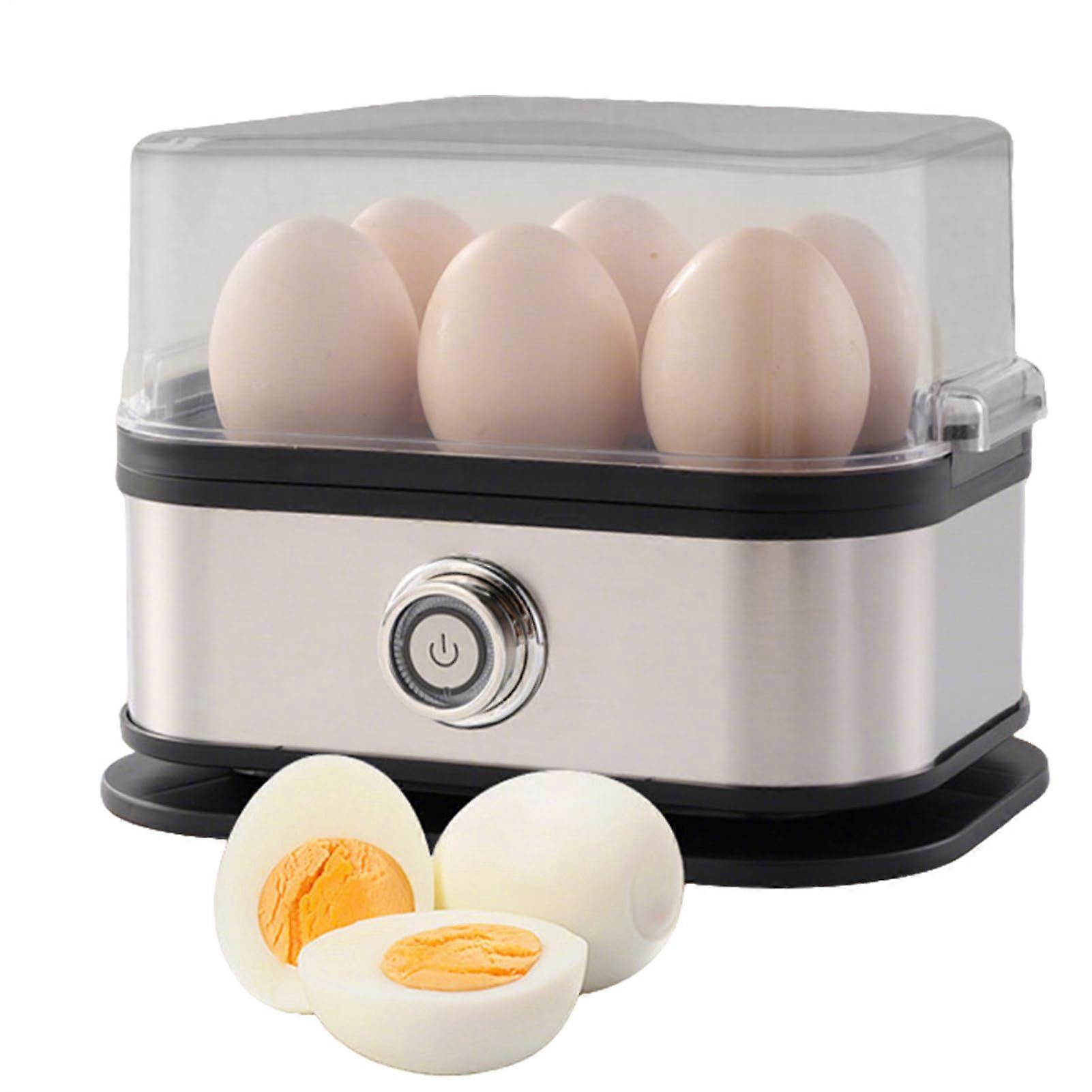 Egg Cooker with Adjustable Timer, 6 Egg Electric Boiler for Quick Boil and Poaching, Compact for Home or Camping