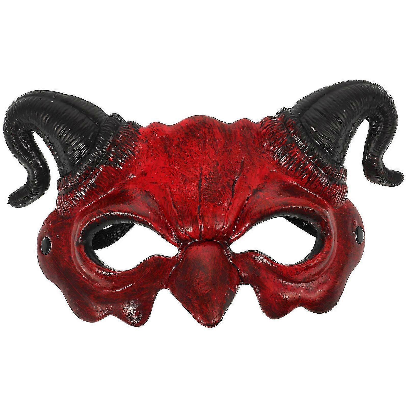 Scary Masquerade Mask with Devil Horns for Thrilling Halloween