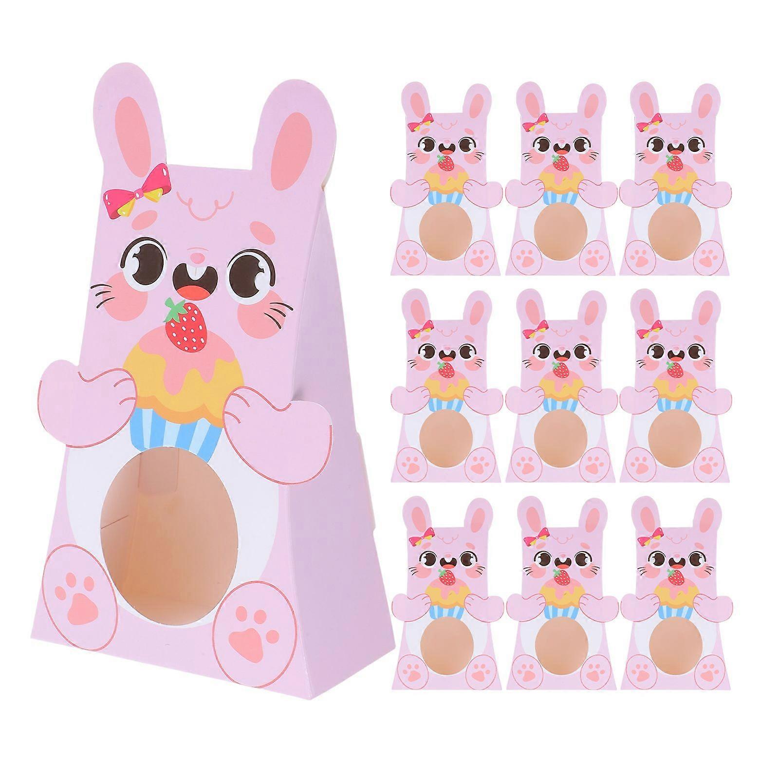 10Pcs Easter Boxes Paper Easter Treat Boxes Easter Goody Bags Cute Easter Candy Present Boxes Rabbit Shape Bakery Cookie Bags For Kids Easter Party Fa
