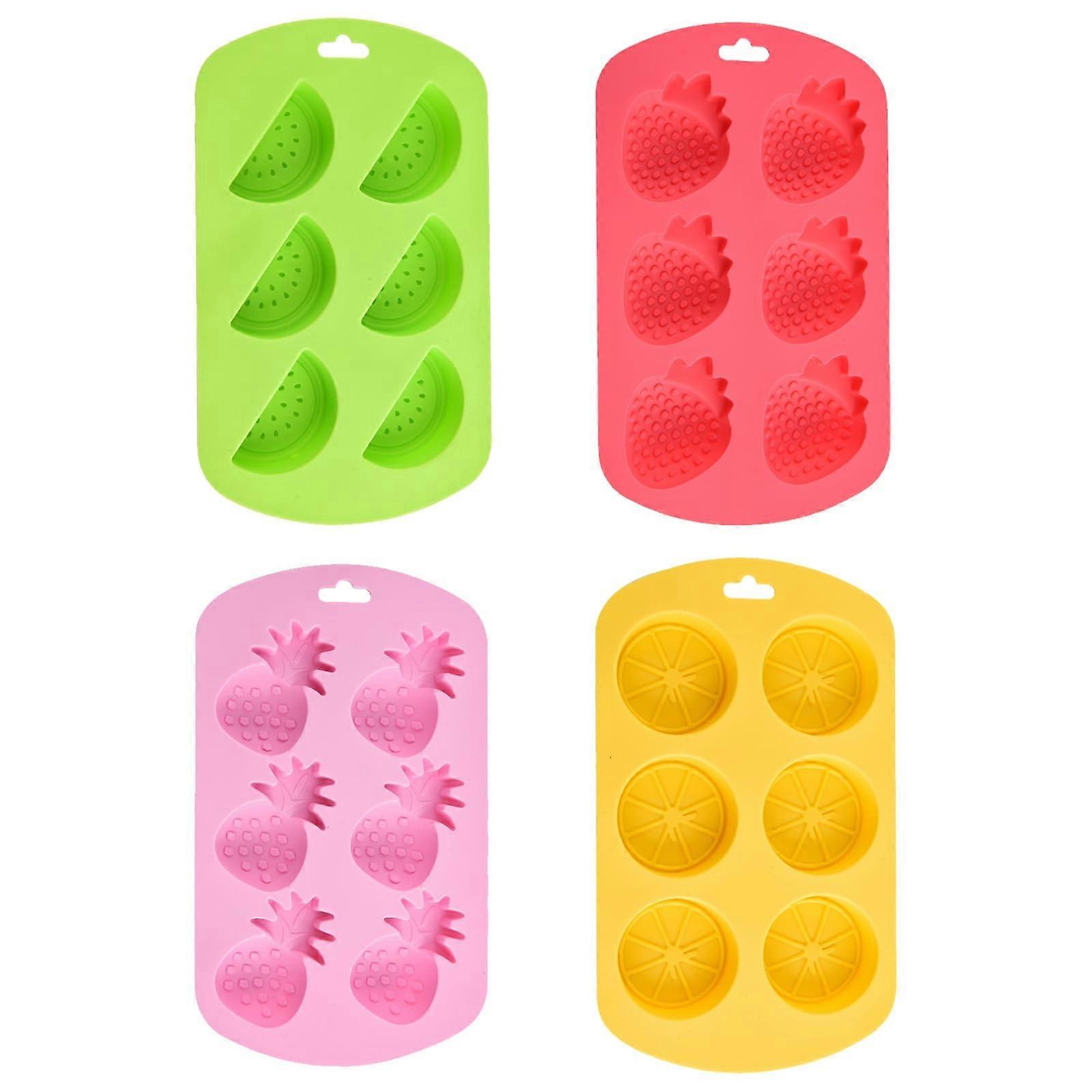 Silicone Candy Molds Set 4 Pack Tropical Fruit Shapes for Chocolate Gummies Ice Cubes Baking