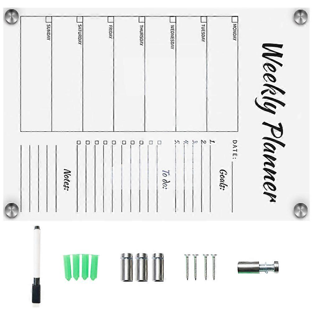 Practical Memo Board for Home Use 1Set Transparent Acrylic Weekly Plan Display Board