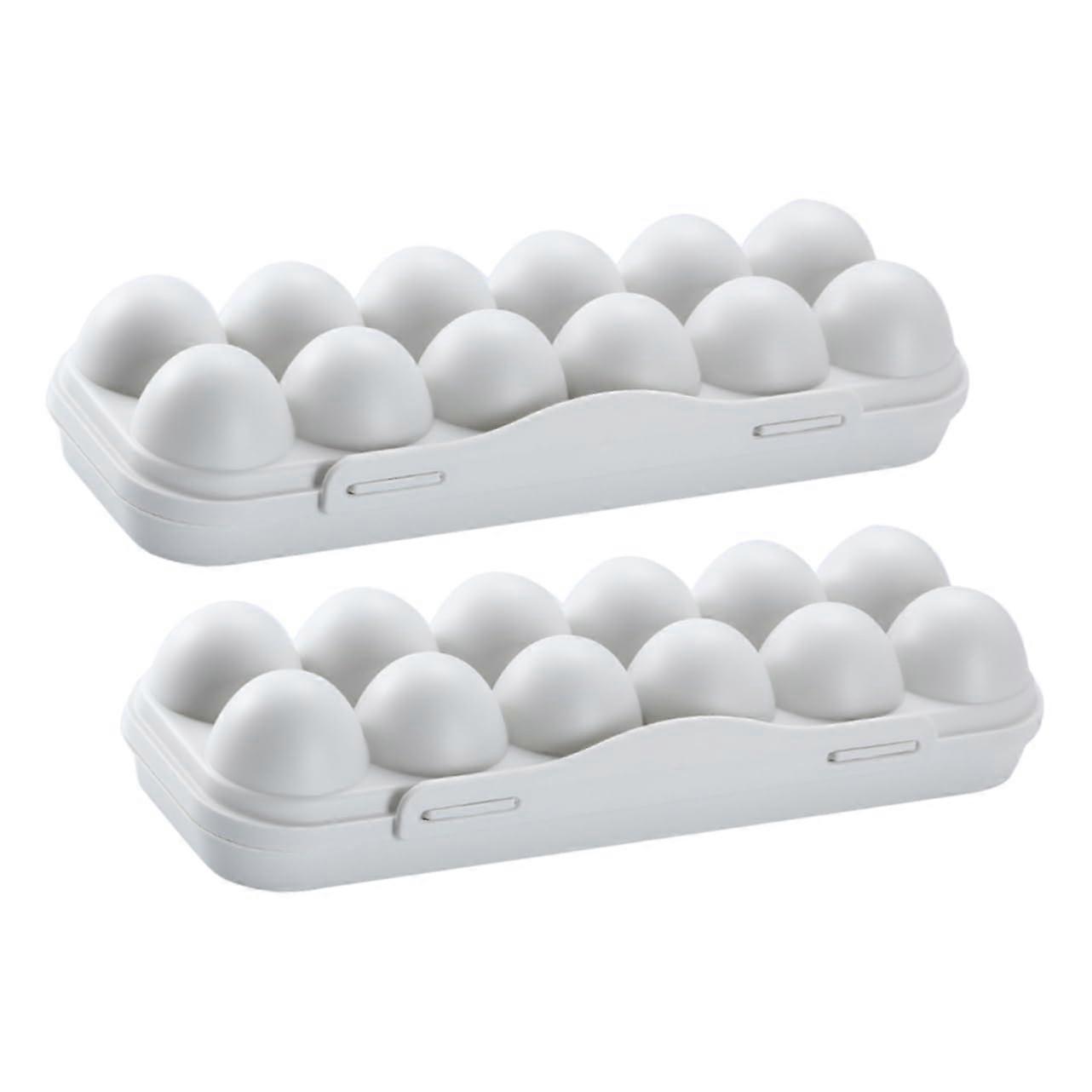 Refrigerator Egg Organizer 2pcs SpaceSaving Storage Bin with Lid Gray for Kitchen Fridge