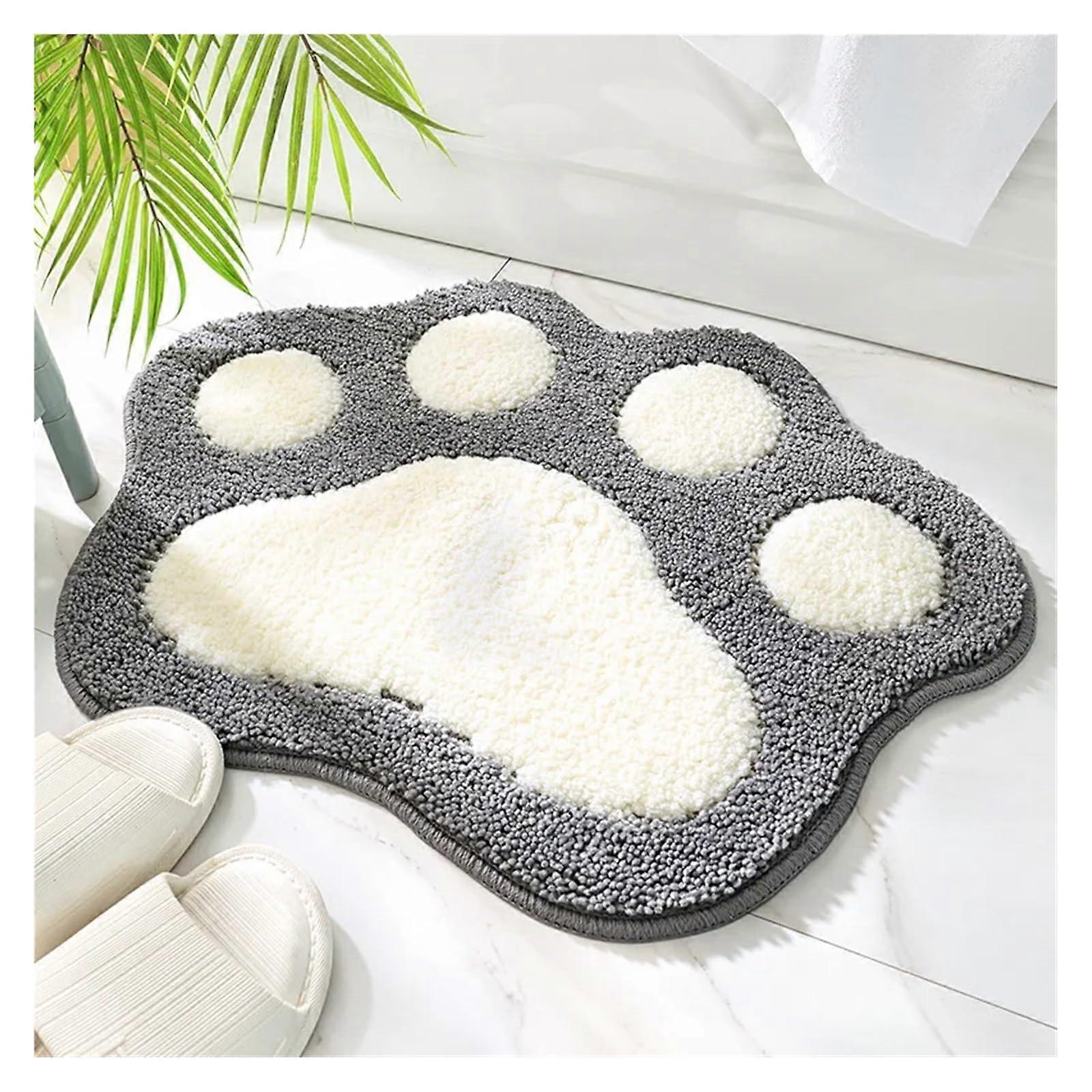 Cartoon Foot Shape Grey Microfiber Bathroom Rug AntiSlip Absorbent Bath Mat Machine Washable