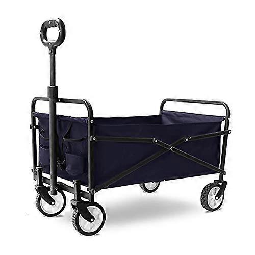 Folding Garden Trolley Heavy Duty Wagon with Large Capacity Storage and Retractable Pull Rod