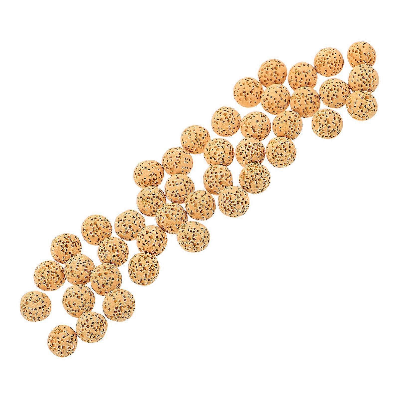 Lava Stone Diffuser Beads Aromatherapy Extending for Jewelry 50Pcs Yellow