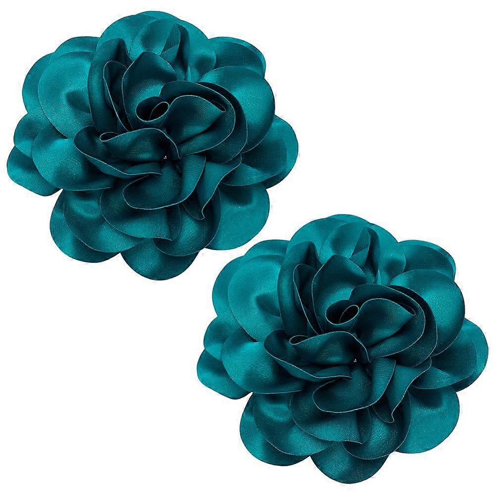 2pcs Polyester Flower Iron Pins with Round Felt Dark Cyan 194mm