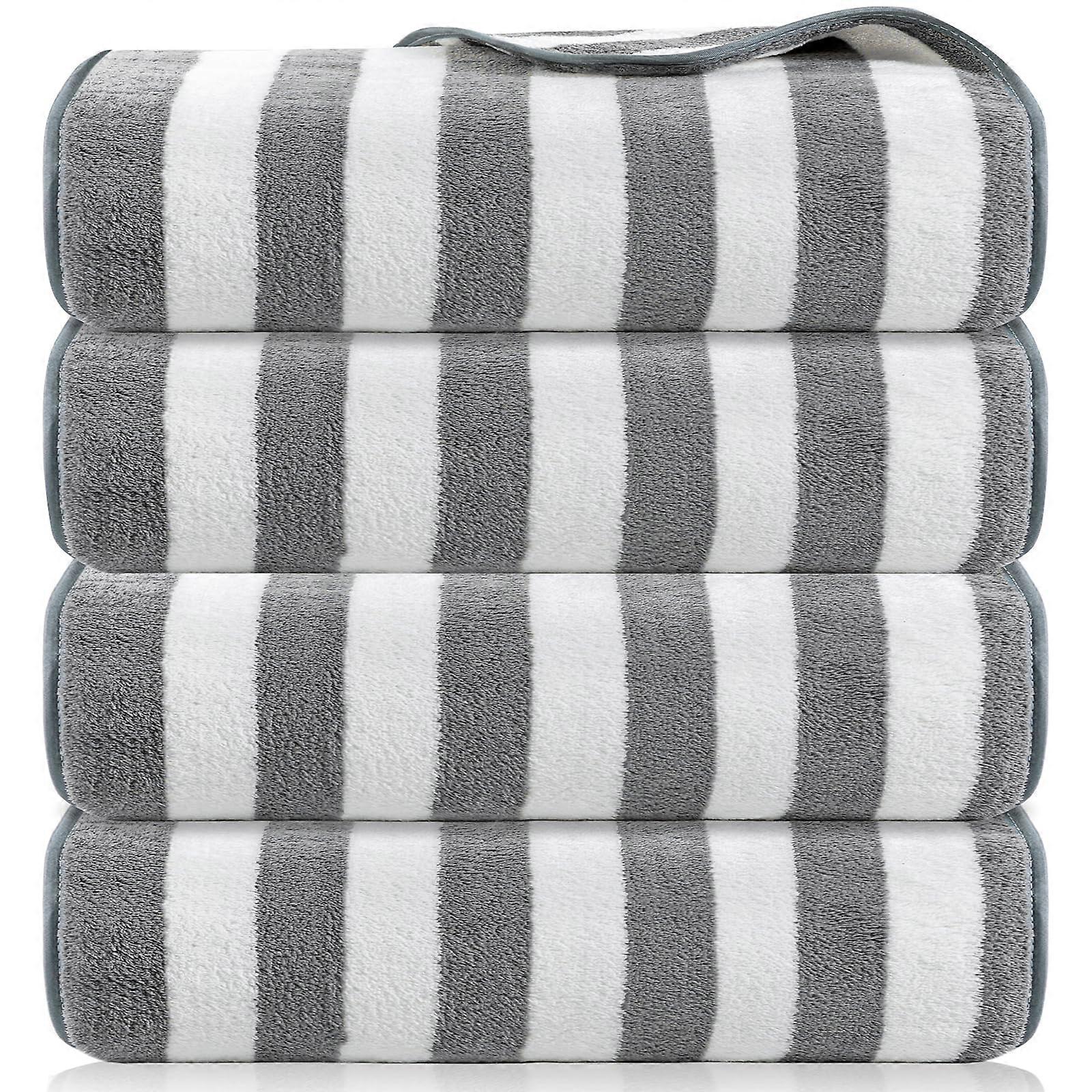 Grey Microfiber Bath Towels Set  Super Absorbent Quick Dry Soft Lightweight 4 Pack for Shower Pool Beach