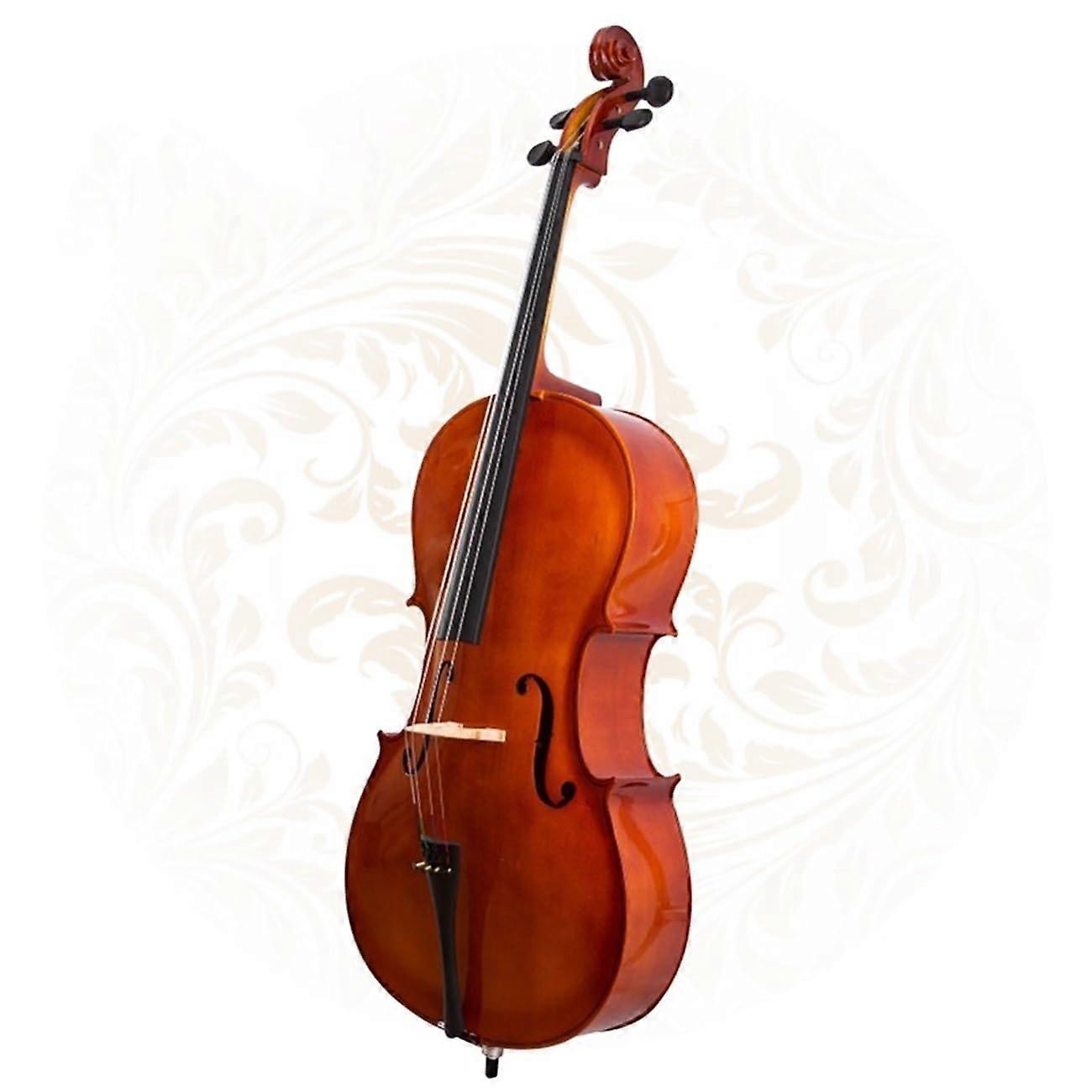 4/4 Full Size Beginner Cello Kit with Case Bow Extra Strings Warm Cedar Wood Tone