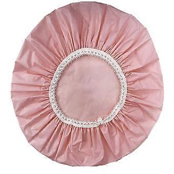 Shower Cap Waterproof Hair Protection Elastic Reusable Bath Cap for Women Hotel Quality Beige Pink
