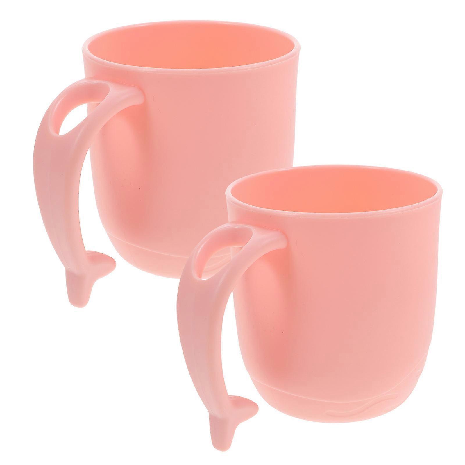 Dolphin Tail Handle Toothbrush Cups for Bathing Use 10Pcs Pink