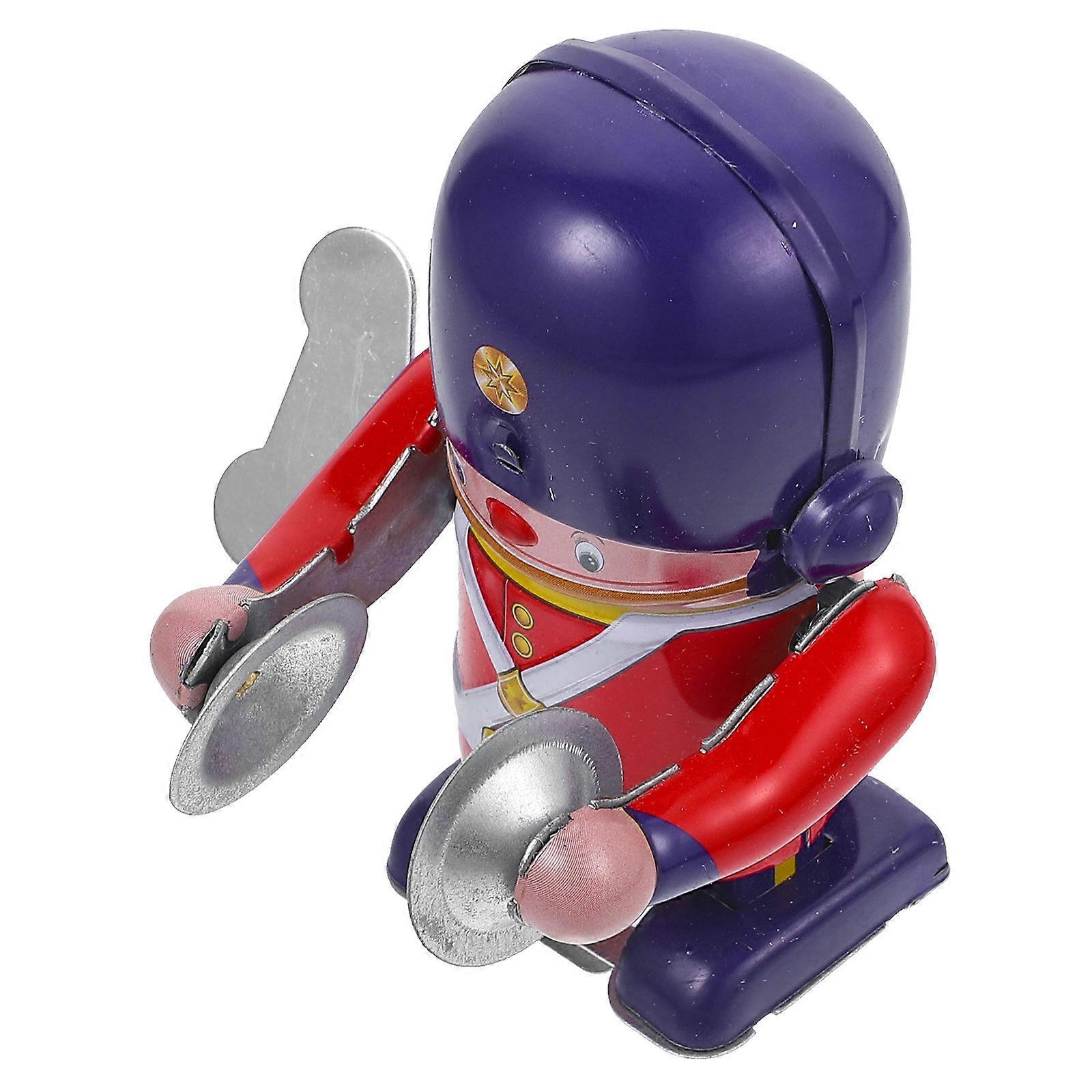 Iron Tin Robot Toy Wind Up Drummer with Clockwork Function Toy