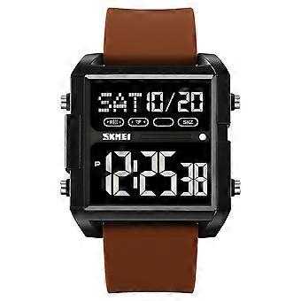 Men's Square Analog Digital Watch - Waterproof with Leather Strap, Luminous Hands, Alarm Chronograph for Casual Style