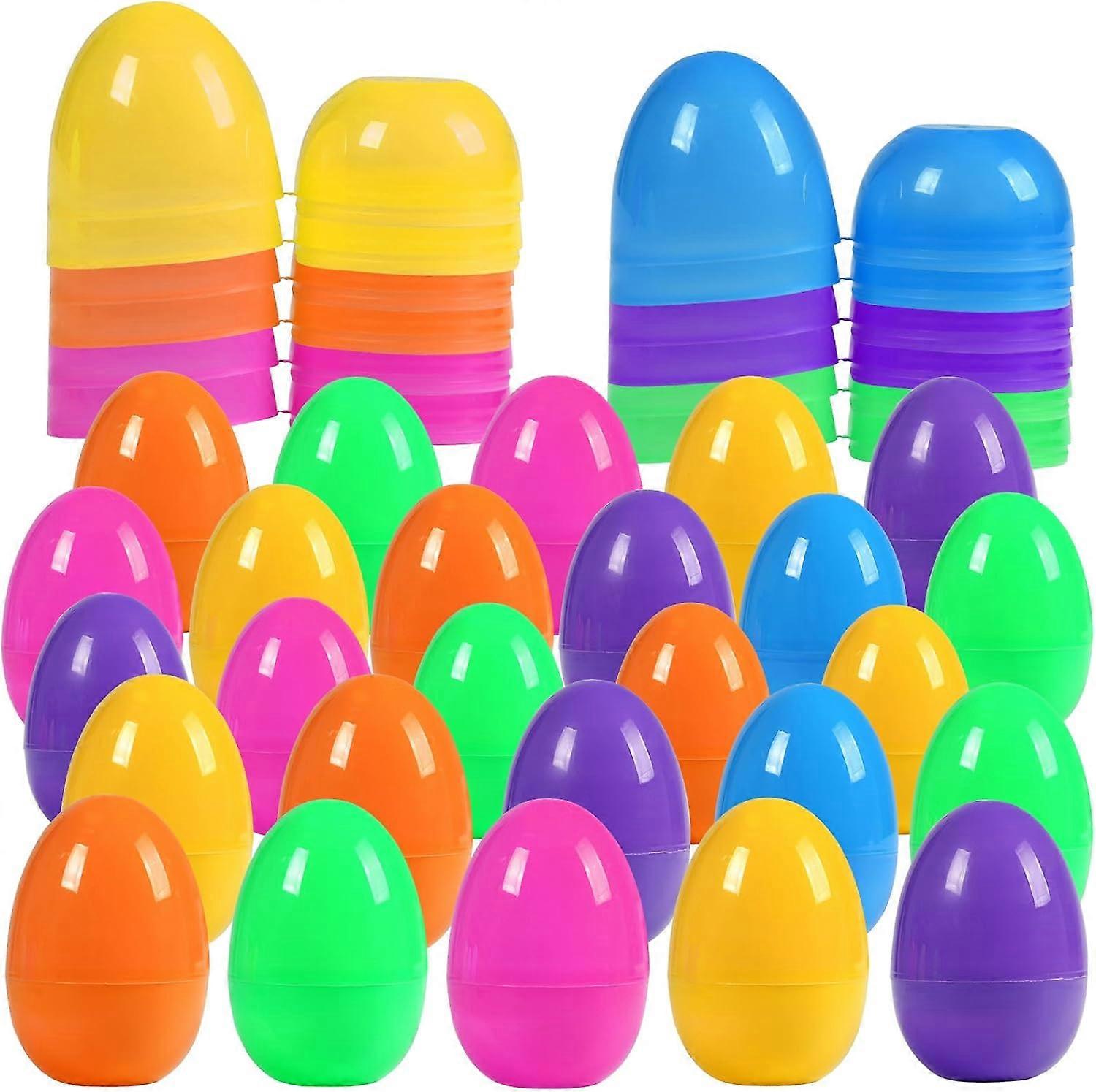 30Pcs Fillable Easter Eggs, 2.17'' Plastic Bright Easter Eggs Empty Bulk Assortment, Perfect for Easter Egg Hunt/Surprise Egg