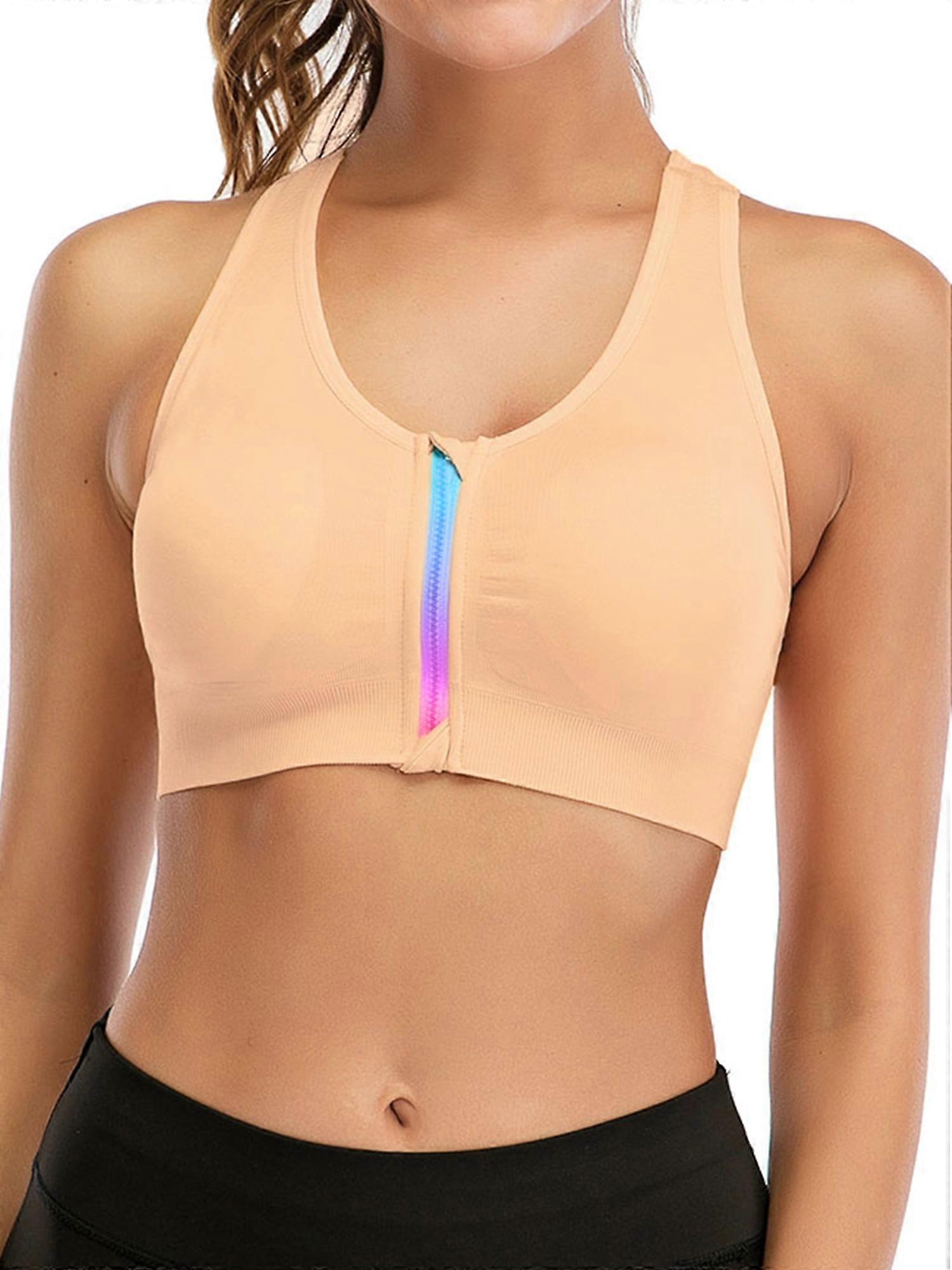Women's Sports Bra Zip Bra Zipper Front Wirefree Removable Pads Yoga Bra Zip Sports Bra Yoga Workout Running Bra Women's Zip Front Sport Bra