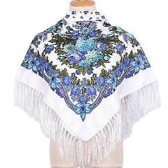 Atmungsaktiver, bedruckter quadratischer Schal mit Fransen aus weichem Polyester, geeignet für Damen, bequemer Freizeitstil.