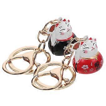 Lucky Cat Keychains Metal Bells for Keychain 6Pcs Bag Decor