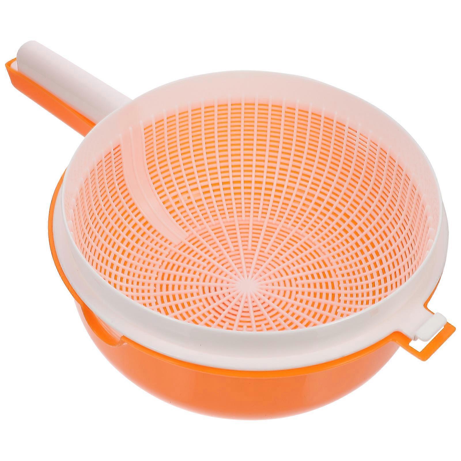 Double-Layer Orange Vegetable Strainer Basket for Kitchen Draining Use