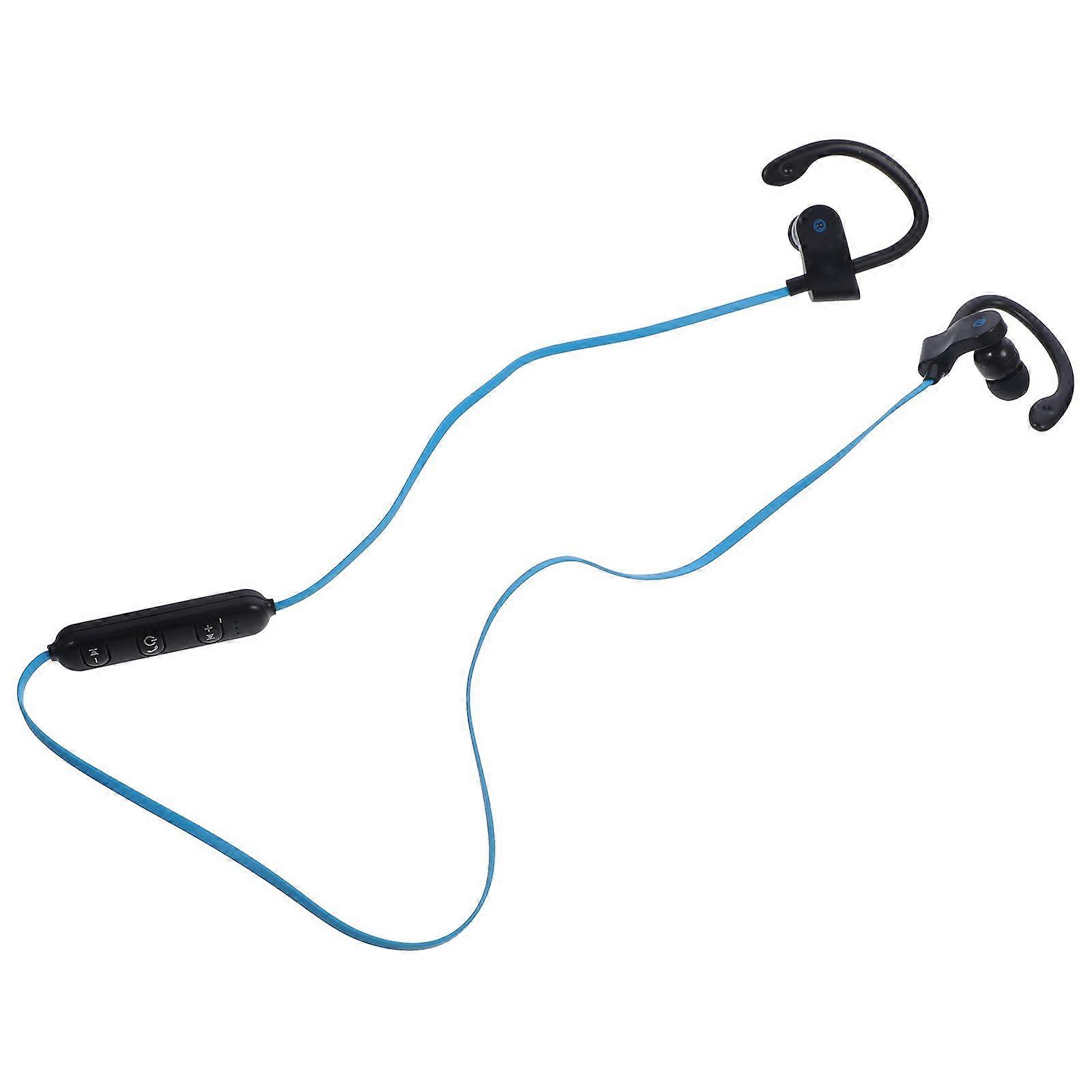 Ear Hook Earphone Universal Wired Stereo Headset with Microphone and Multi-function Button (Black and Blue)