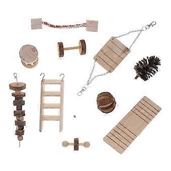 10 stuks kauwspeeltjes voor hamsters, natuurlijk houten speelgoed voor ratten, accessoires voor tandverzorging en kiesverzorging (zoals afgebeeld) goed