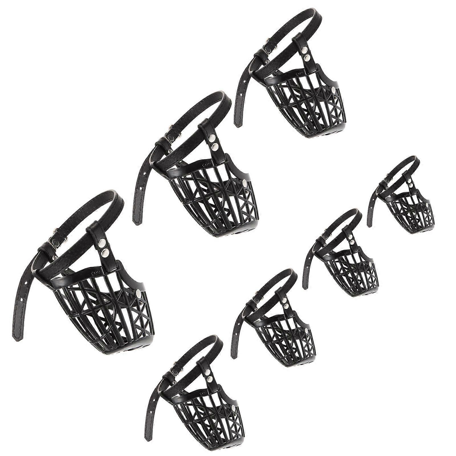 Dog Muzzle with Adjustable PU Strap Plastic Basket Dog Muzzle for 2Sets