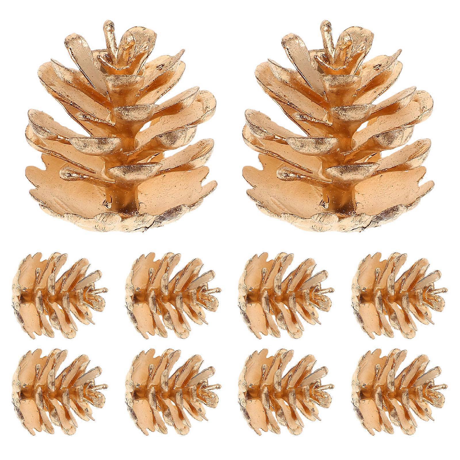 Cones Plastic Pinecones for Christmas Decoration 10Pcs Set