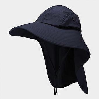 Sombrero de pesca con solapa en el cuello, protección solar Sombrero de senderismo para hombres Gorra de safari para mujeres, Sombrero para el sol Jardinería Playa, Azul