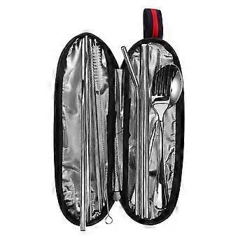 1 Conjunto de Talheres Portáteis de Aço Inoxidável Conjunto Completo de Utensílio Para Acampamento Ao Ar Livre Viagens Piqueniques Familiares Mochila E Festas