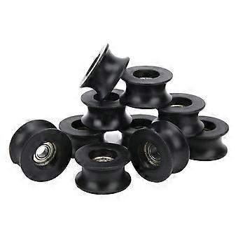 10Pcs Roller Bearing Deep UShaped Groove Nylon Coated Pulley Guide Rail Wheel 608ZZ