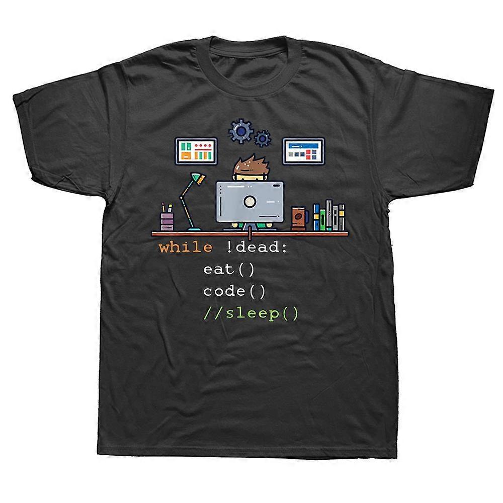 Fun Computer Science, Python, Programmer, Eating Code, Sleeping, Patterned Street Style Short-sleeved Birthday Summer T-shirt...