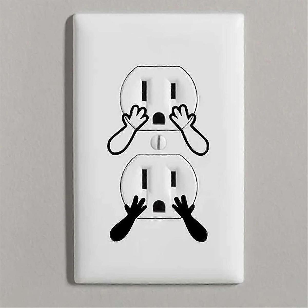 Funny Socket Cover Decals, Wall Socket Stickers, (6 Outline Decals and 6 Solid Decals Per Set)