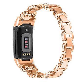 Fitbit Charge 6/5 -rannekkeelle, sinkkiseoksesta valmistettu tekojalokivikoristeinen metalliranneke