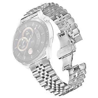 For Samsung Galaxy Watch 46mm Wrist Band 5-Bead Stainless Steel Butterfly Clasp Watch Strap