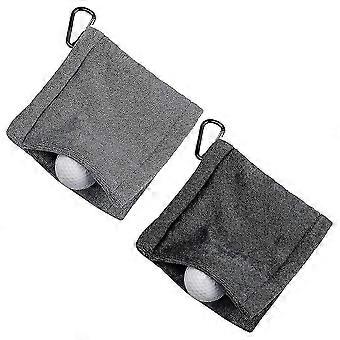 Golf Handtuch Ball Reinigung Handtuch 14x14cm Faser Polyester, schwarz + grau