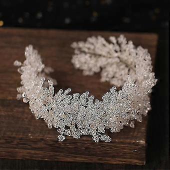 Bruids Vintage Zilver Full Crystal Big Hair Band Bruids Shinny Strass Haarhoop Hoofddeksel Bruids Haarstuk Bruiloft Hoofdband