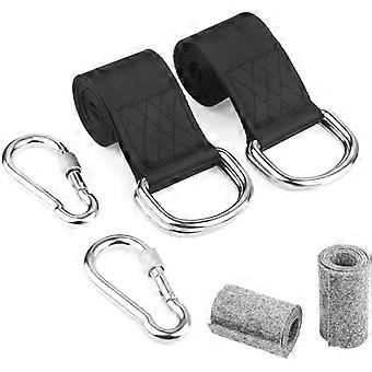 x 1.5m Tree Swing Suspension Straps with 2 Carabiners, Single Bar Extension Belt with Two Protective Sheets
