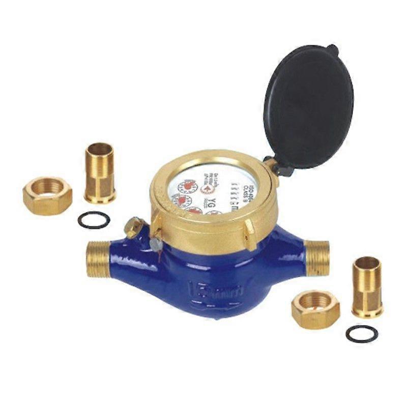Watermeter 22 mm Multi-Jet Meter Messing + Aansluitstuk