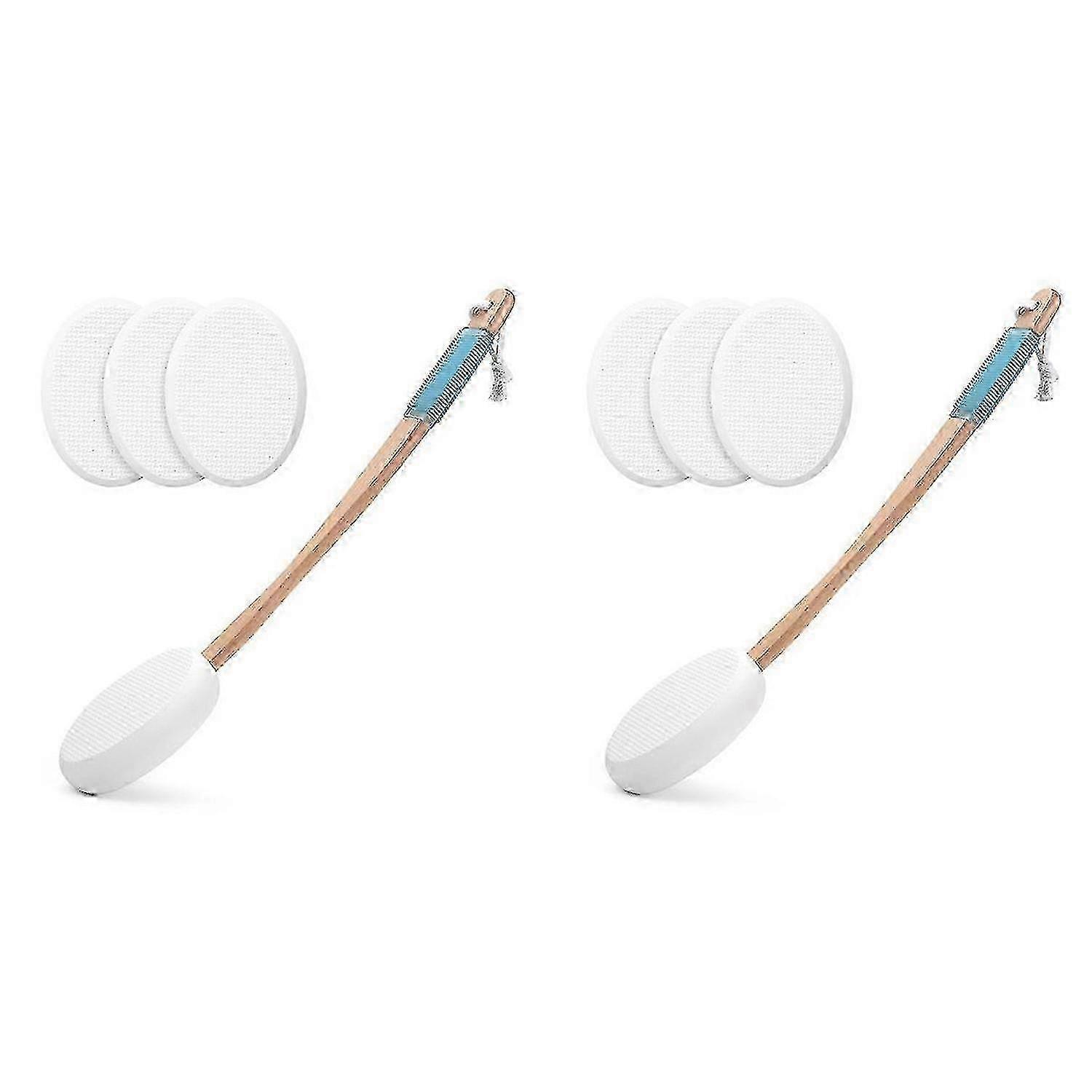 Back and foot lotion applicator, 4 replaceable pads, 1 long handle